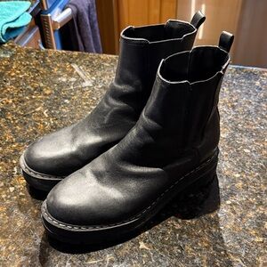Marc Fisher Padmia Black Leather Platform Chelsea Booties